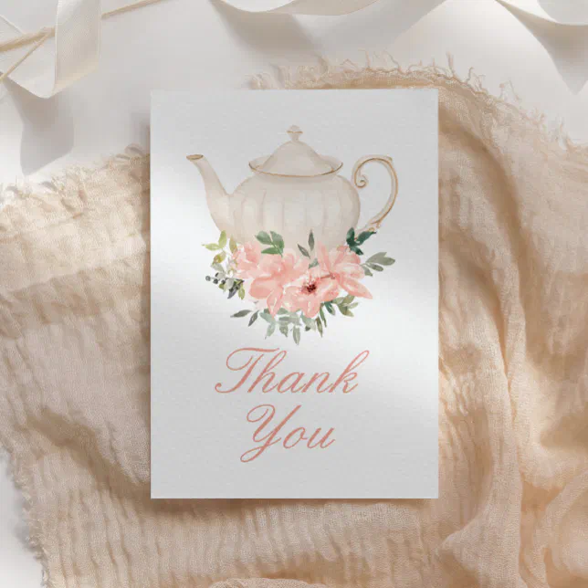 Floral Tea Party Bridal Shower Thank You Card | Zazzle