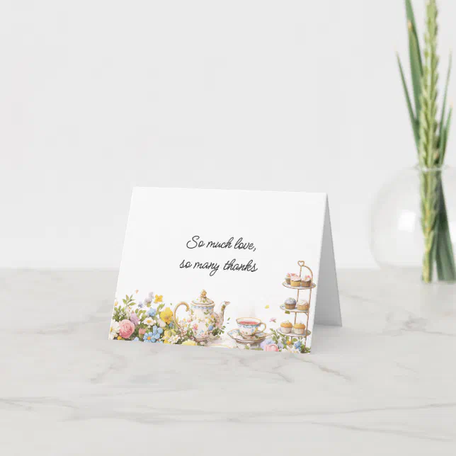 Floral Tea Party Bridal Shower Thank You Card | Zazzle