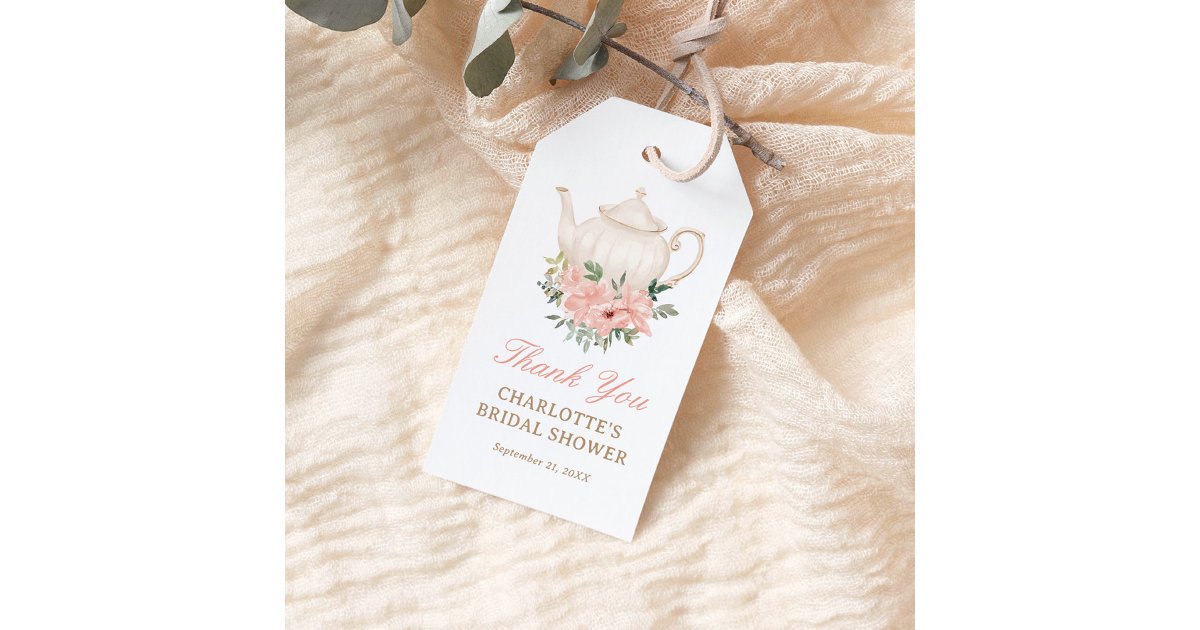 Floral Tea Party Bridal Shower Thank You Gift Tags | Zazzle