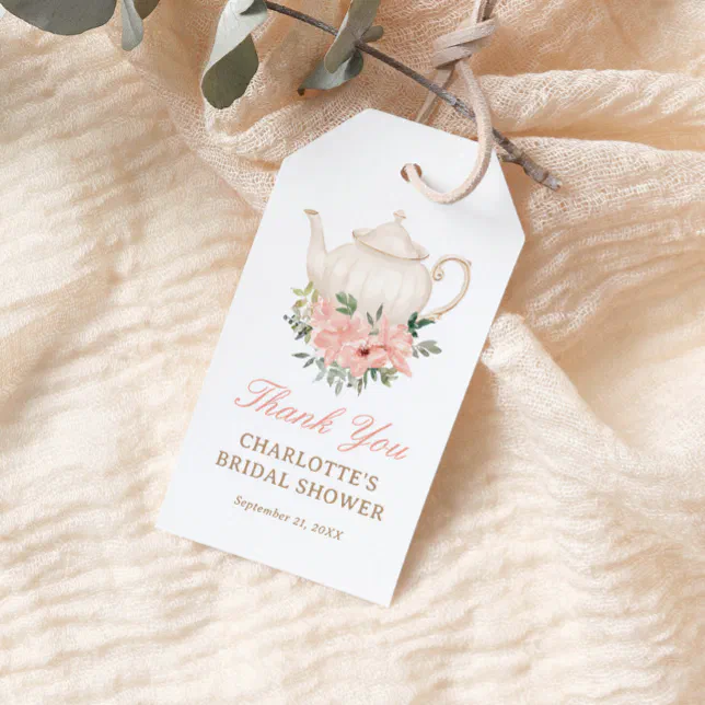 Floral Tea Party Bridal Shower Thank You Gift Tags | Zazzle