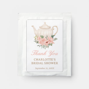 Floral Tea Party Bridal Shower Thank You Tea Bag Drink Mix