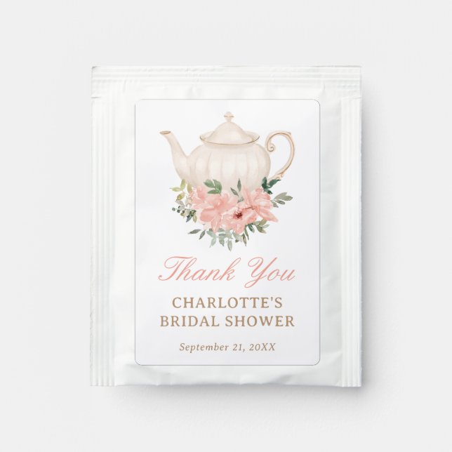 Floral Tea Party Bridal Shower Thank You Tea Bag Drink Mix (Front)
