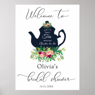Floral Tea Party Bridal Shower Welcome Sign