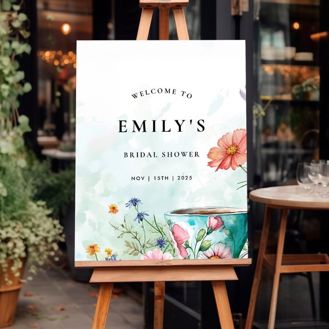 Floral Tea Party Bridal Shower Welcome Sign (Creator Uploaded)