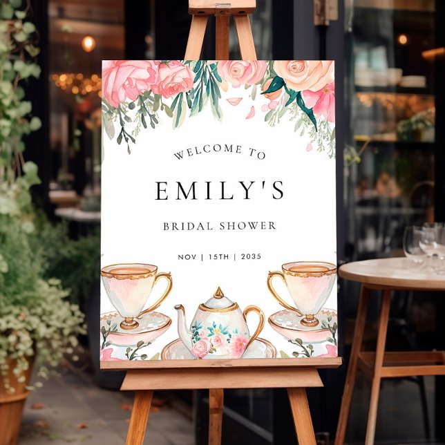 Floral Tea Party Bridal Shower Welcome Sign (Creator Uploaded)