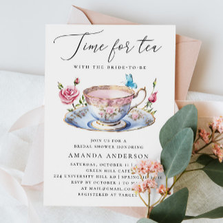 Floral Tea Party Bridal Shower with Butterfly Invitation