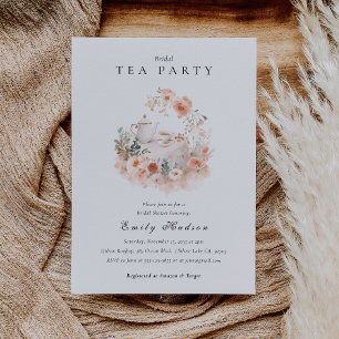 Floral Tea Party Elegant Bridal Shower Invitation