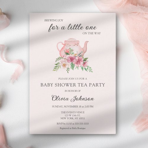 Floral Tea Party Pink Baby Shower Soon To Be Mom Invitation