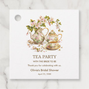Floral Tea Party Time for Tea Bridal Shower   Favor Tags