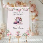 Floral Tea Party Vintage Teapot Welcome Foam Board<br><div class="desc">Elegant and charming pink floral baby shower tea party welcome sign - perfect for variety of themes including baby is brewing, time for tea, pink rose garden floral and vintage, inspired by romantic bridgerton regency era. The sign is decorated with watercolor floral rose garland, dainty china tea cups and regal...</div>