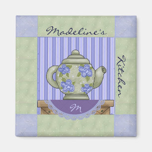 Floral Tea Pot Quilt Block Magnet