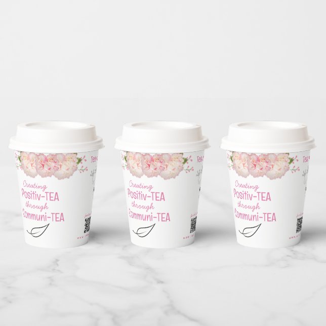 Floral Tea Quotes Custom Paper Coffee Tea  Paper Cups (Multi)