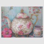 Floral Tea Time Teapot Decoupage Tissue Paper