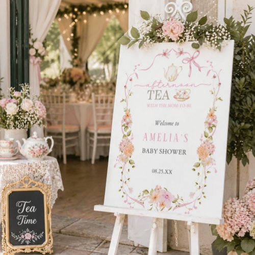Floral Tea with the Mom-to-be Baby Shower Welcome  Foam Board