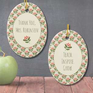 Floral Teacher Appreciation Ornament Custom Name