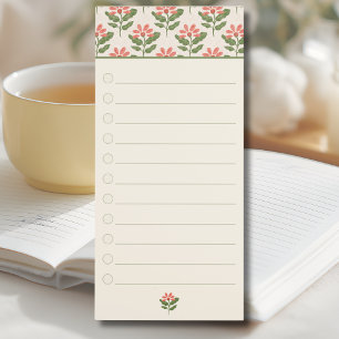 Floral Teacher Checklist Magnetic Notepad   To‑Do 