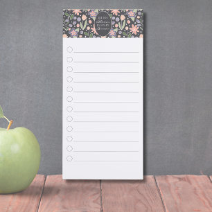 Floral Teacher Checklist Magnetic Notepad   To‑Do 