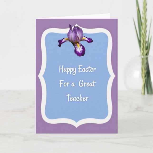 Floral Teacher Easter Faux Foil Card (Front)