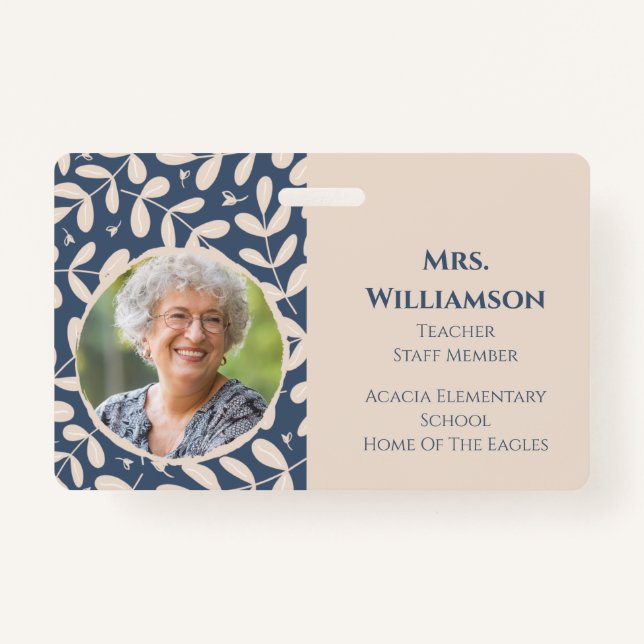 Floral Teacher Educator Staff Photo ID Badge (Front)