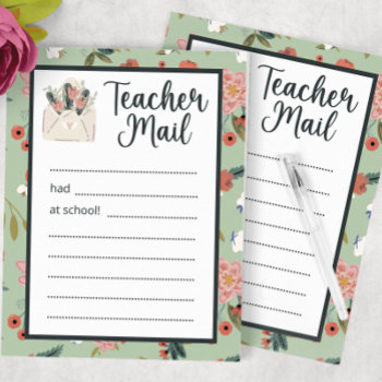 Floral Teacher Mail Notepad by lilanab2 at Zazzle