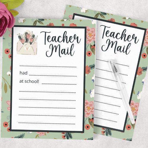 Floral Teacher Mail Notepad