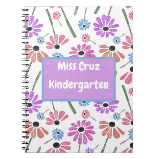 Floral Teacher Name/Grade Colorful Notebook