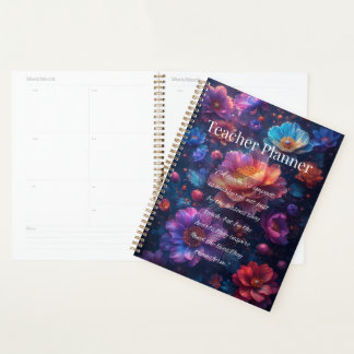 Floral Teacher Planner with Inspirational Quote