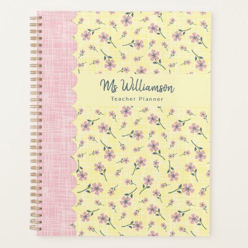 Floral Teacher Planner Yellow Pink Vintage Flowers