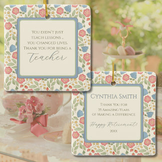 Floral Teacher Retirement Personalized Ornament