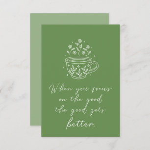 Floral Teacup Affirmation Positivity Note Card