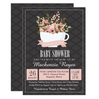 Floral Teacup Baby Shower Invitation, Tea Party Invitation