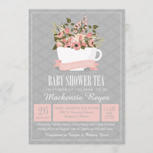 Floral Teacup Baby Shower Tea Invitation