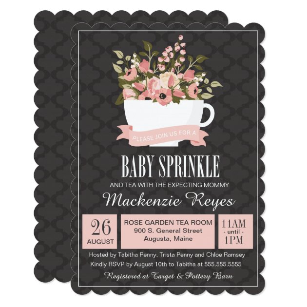 Floral Teacup Baby Sprinkle, Tea Party Invitation