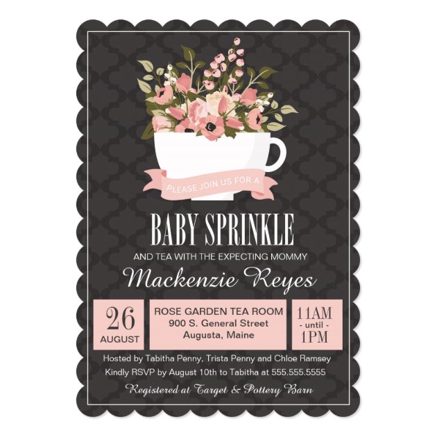 Floral Teacup Baby Sprinkle, Tea Party Invitation