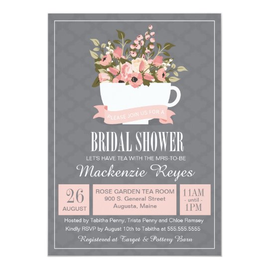 floral teacup bridal shower invitation tea party invitation tea party bridal shower invites