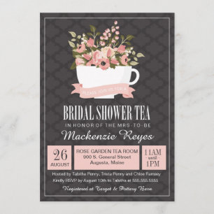 Floral Teacup Bridal Shower Tea Invitation