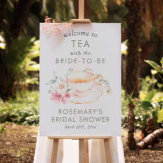 Floral Teacup Bridal Tea Welcome Sign