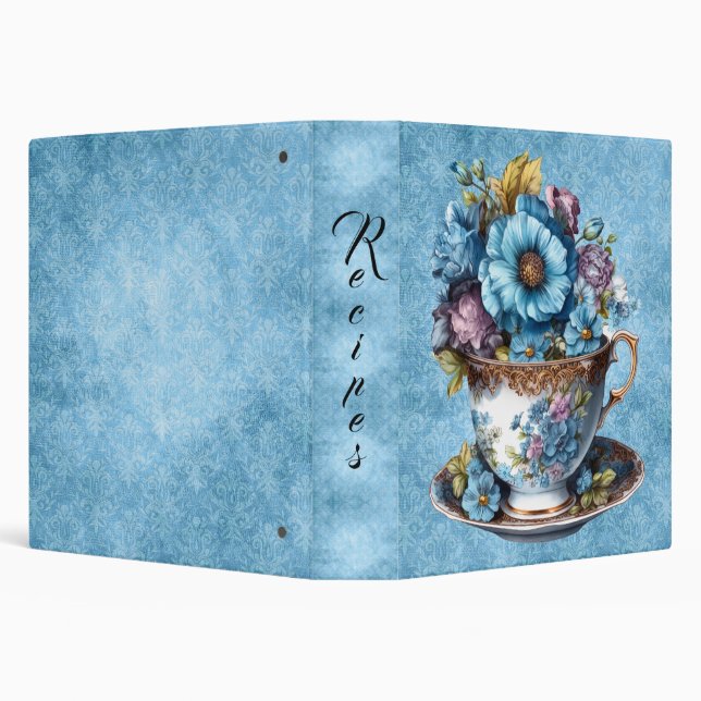 Floral Teacup Feminine Recipe Binder (Background)