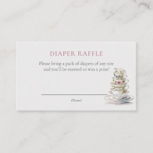 Floral Teacups Baby Shower Diaper Raffle Ticket Enclosure Card