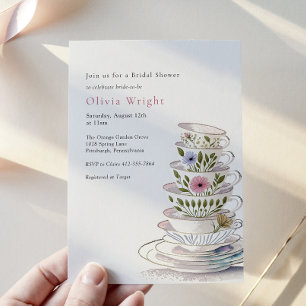 Floral Teacups Bridal Tea Shower Invitation