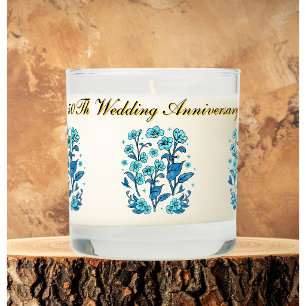 Floral Teal 50Th Wedding Anniversary Personalize Scented Candle