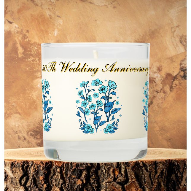 Floral Teal 50Th Wedding Anniversary Personalize Scented Candle (Creator Uploaded)