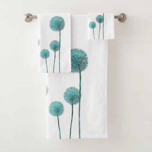 Floral Teal Bathroom Towel Set | Zazzle