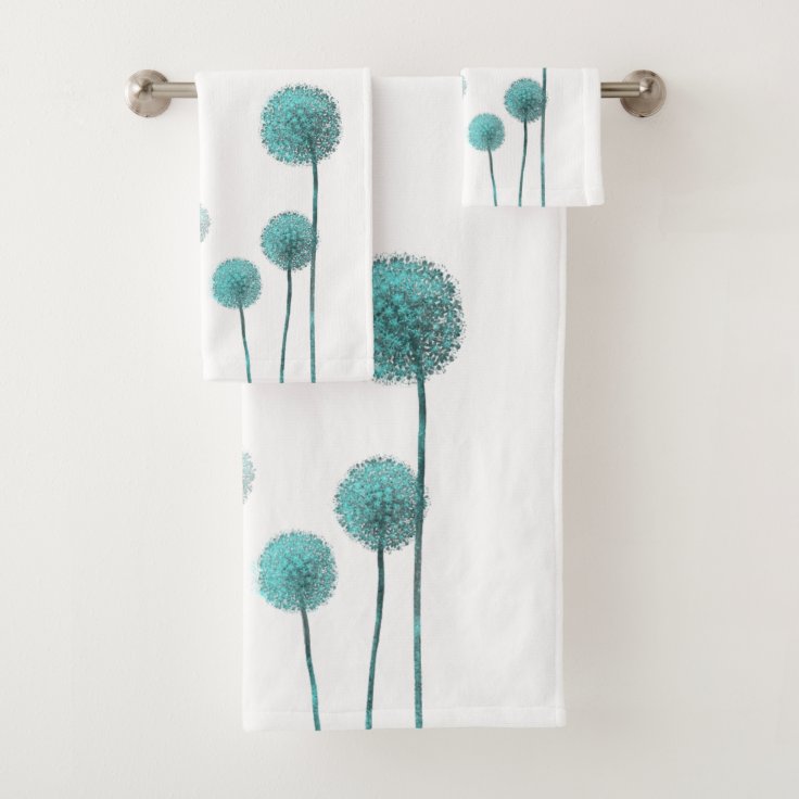 Floral Teal Bathroom Towel Set Zazzle