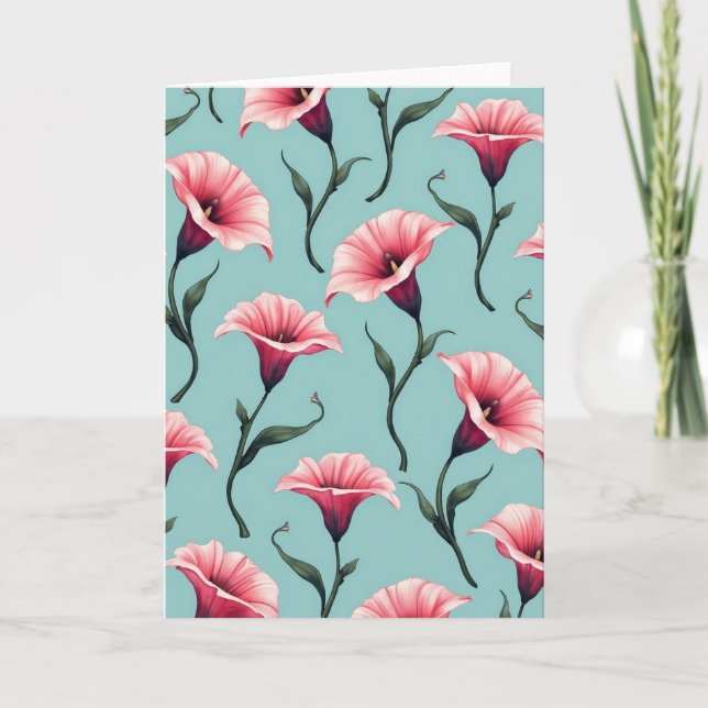 Floral Teal Botanical Pattern Card (Front)