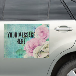 FLORAL TEAL BUSINESS LARGE CUSTOM CAR MAGNET