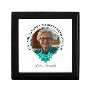 Floral Teal Frame Grandkid to Grandma Photo Gift Box