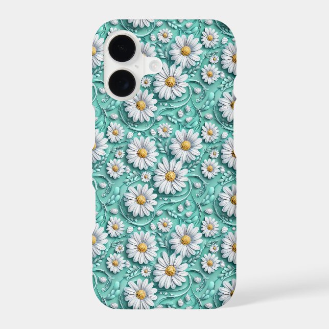 Floral teal leaf pattern  iPhone case (Back)