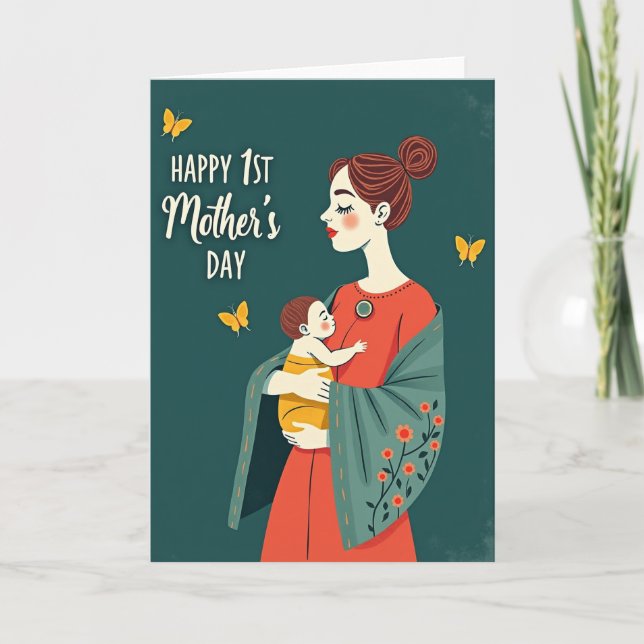 Floral Teal Motherhood Card (Front)