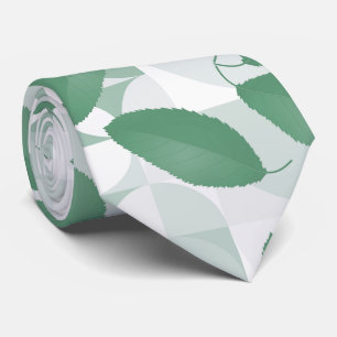 Floral Teal & White Tropical Leaves Botanical  Neck Tie